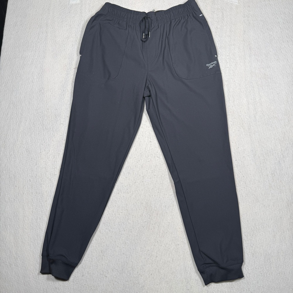 Reebok Mens Active Joggers Charcoal Gray Elastic Waist Drawstring Pants Size L